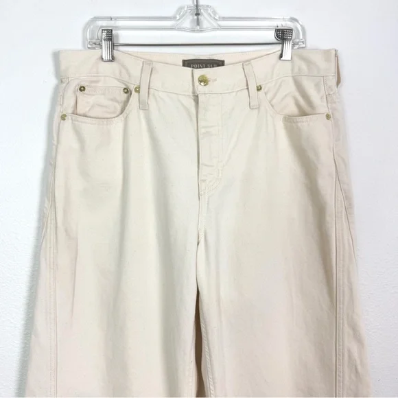 J. Crew Point Sur Seamed Puddle Jean Ecru Barrel Wide Leg Relaxed Fit Size 30 - Picture 6 of 12